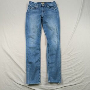 Mother Jeans Womens 27 Blue Looker Ankle Fray Stretch Skinny Birds of Paradise
